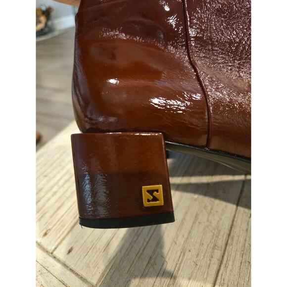 Franco Sarto Women's Brown Leather Ankle Boots Size 7M Square Toe - Picture 3 of 9